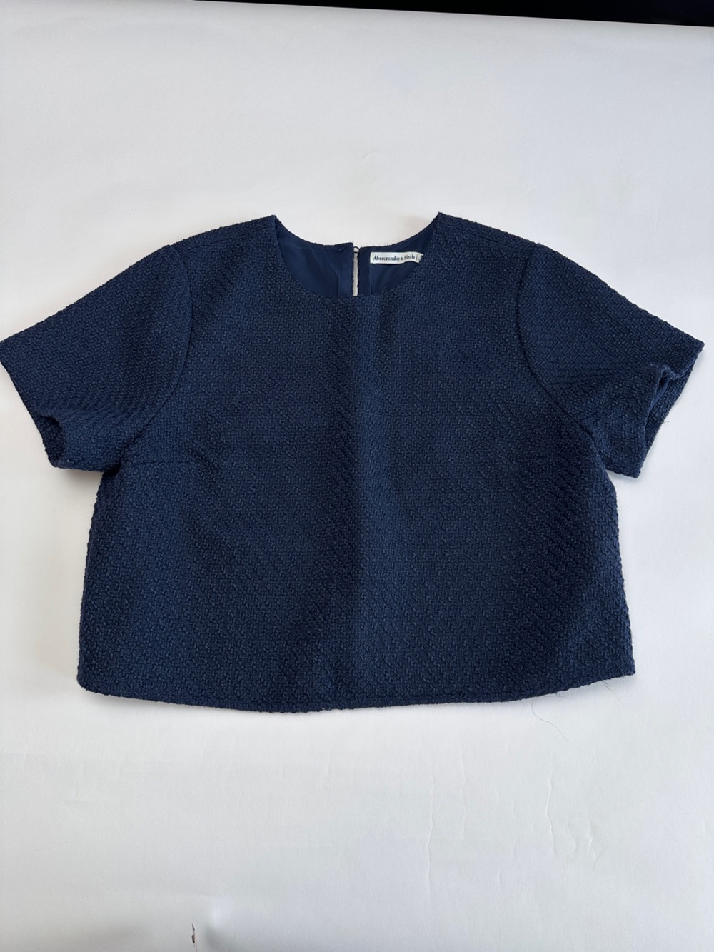 Abercrombie Quiet Luxury Preppy Minimalist Textured Boxy Top cropped